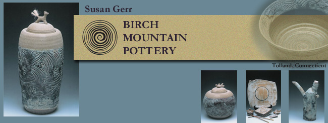 Handmade pottery created by Susan Gerr of Birch Mountain Pottery
